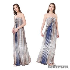 MLYQ Women’s Summer bohemian dress party beach dress tube top maxi dress